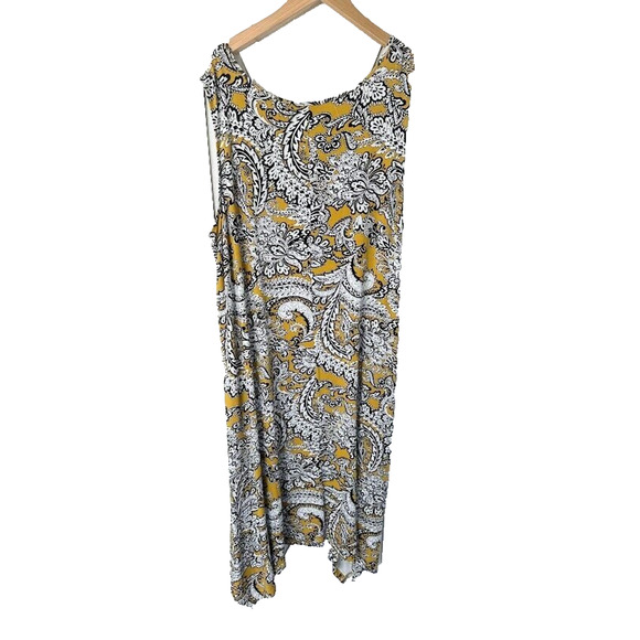 Cynthia Rowley Yellow Paisley Maxi Tank Dress Womens Plus Size 2X Stretch Knit - Picture 7 of 7